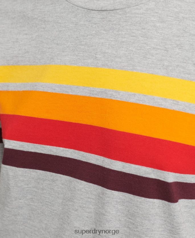 Superdry lysegrå klær 86P46D6540 økologisk bomull cali stripe 2.0 langermet topp kvinner