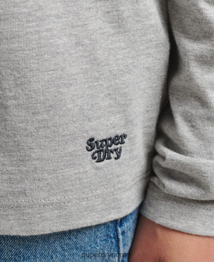 Superdry lysegrå klær 86P46D6540 økologisk bomull cali stripe 2.0 langermet topp kvinner