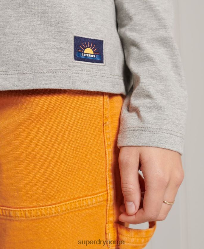 Superdry lysegrå klær 86P46D6781 organisk bomull cali stripe langermet topp kvinner