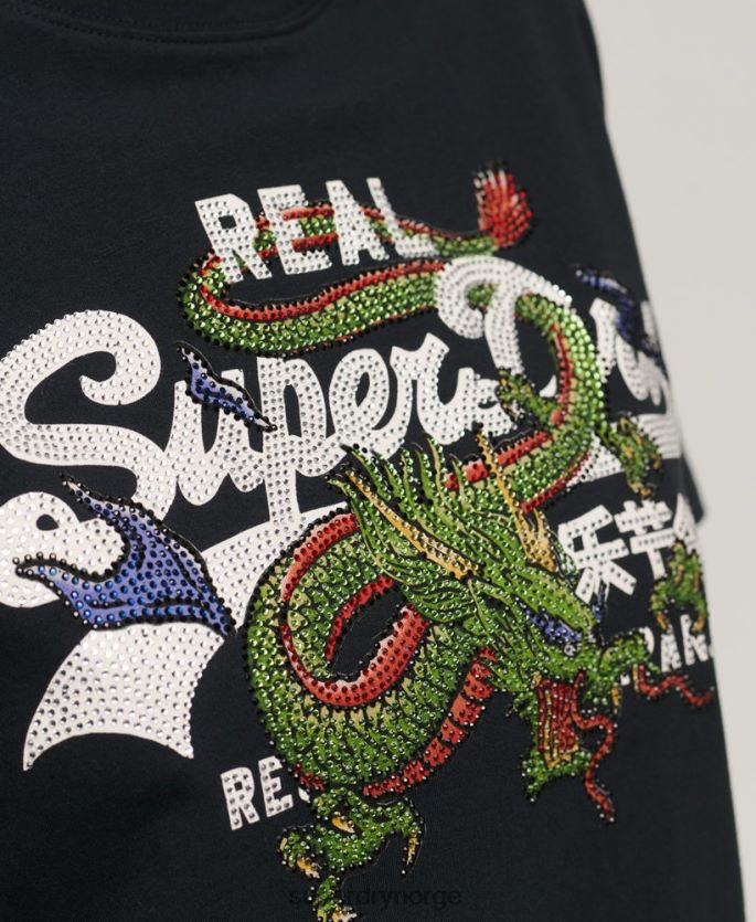 Superdry mørk grå klær 86P46D2175 vintage logo narrativ t-skjorte kvinner