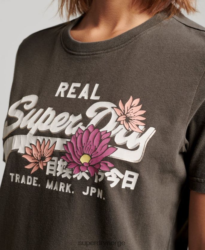 Superdry mørk grå klær 86P46D2190 vintage logo narrativ t-skjorte kvinner