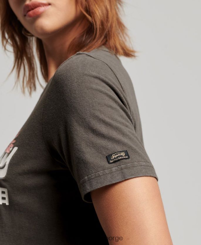 Superdry mørk grå klær 86P46D2190 vintage logo narrativ t-skjorte kvinner