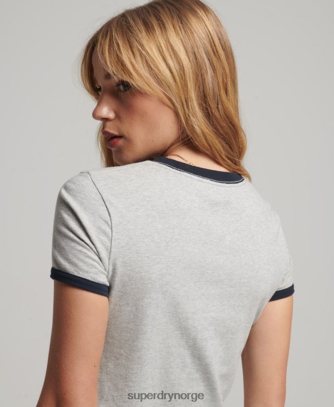Superdry mørk grå klær 86P46D2203 ringer-t-skjorte i økologisk bomull kvinner