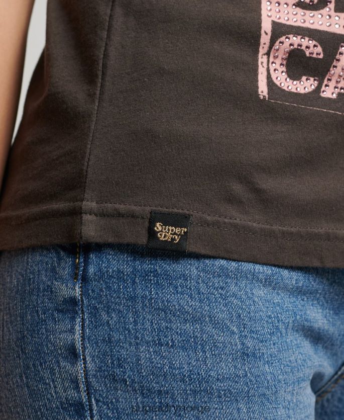 Superdry mørk grå klær 86P46D2658 lo-fi plakat t-skjorte kvinner