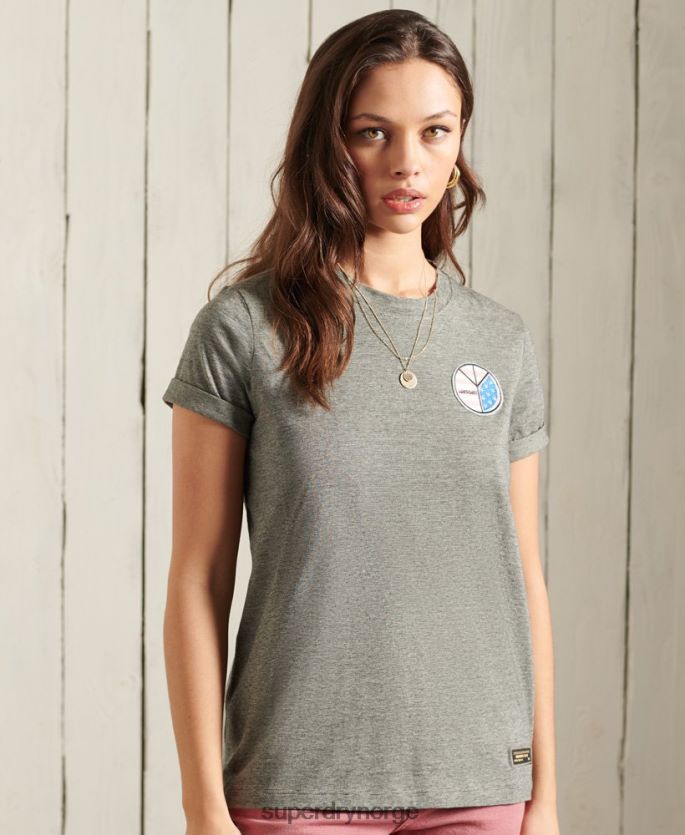 Superdry mørk grå klær 86P46D2769 militær narrativ t-skjorte kvinner