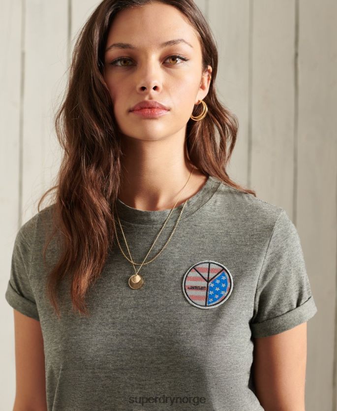 Superdry mørk grå klær 86P46D2769 militær narrativ t-skjorte kvinner
