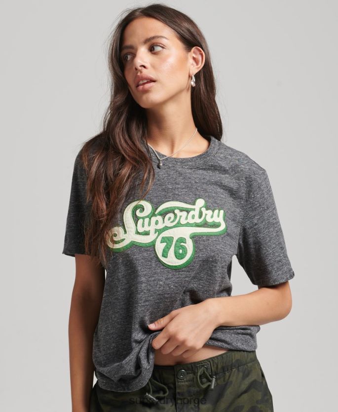 Superdry mørk grå klær 86P46D2800 nostalgi script t-skjorte kvinner