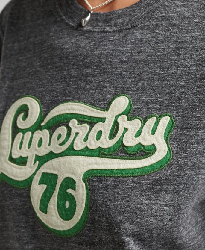 Superdry mørk grå klær 86P46D2800 nostalgi script t-skjorte kvinner
