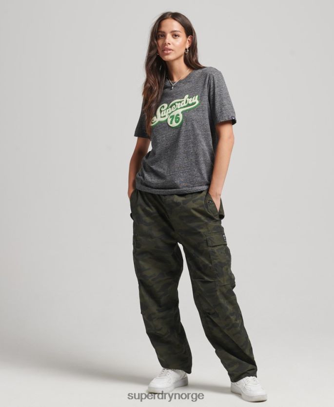Superdry mørk grå klær 86P46D2800 nostalgi script t-skjorte kvinner