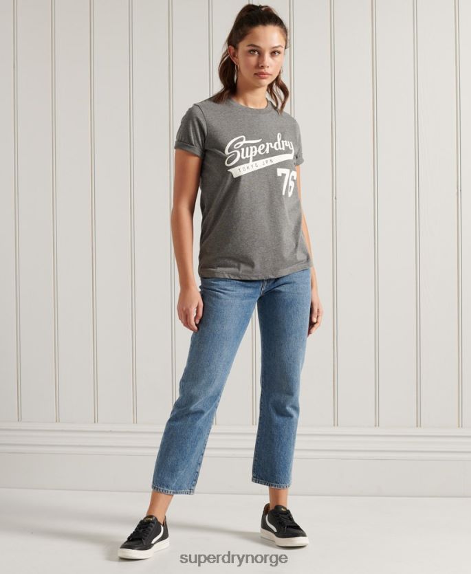 Superdry mørk grå klær 86P46D2806 collegiate cali state t-skjorte kvinner
