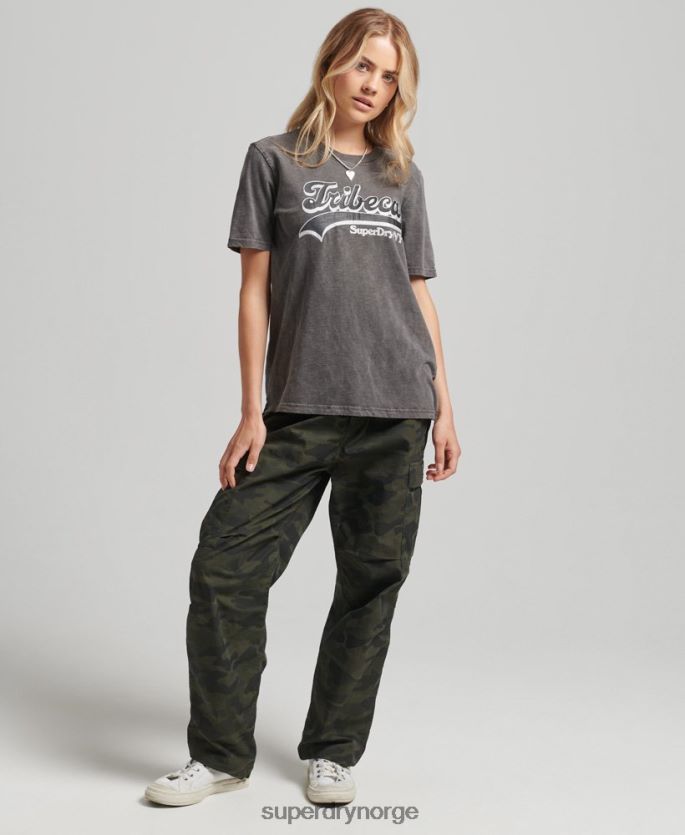 Superdry mørk grå klær 86P46D2810 utsmykket grafisk logo t-skjorte kvinner