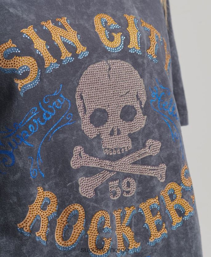 Superdry mørk grå klær 86P46D2856 merkevare metall t-skjorte kvinner