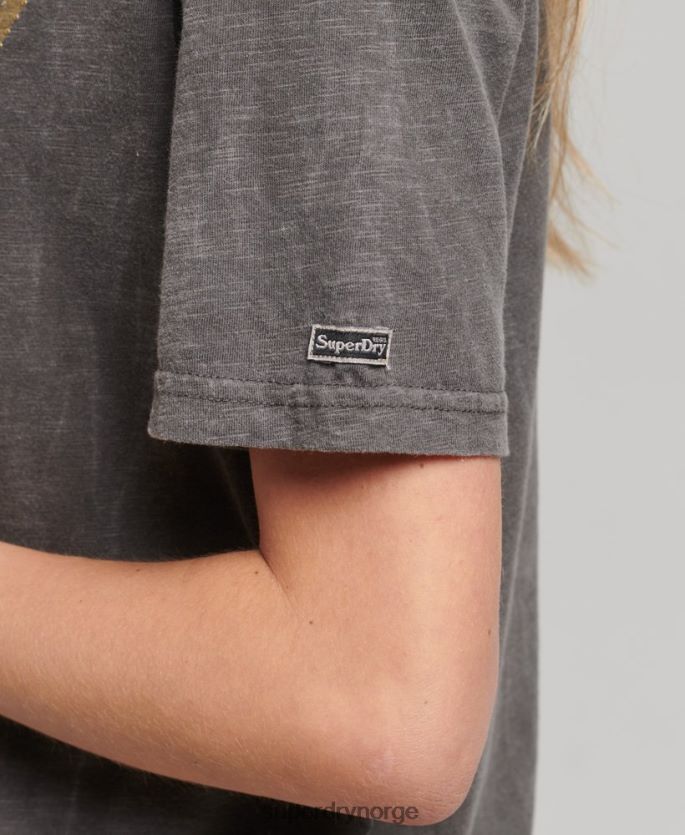 Superdry mørk grå klær 86P46D6208 utsmykket grafisk logo t-skjorte kvinner