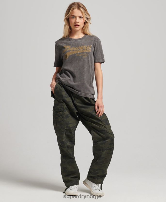 Superdry mørk grå klær 86P46D6208 utsmykket grafisk logo t-skjorte kvinner