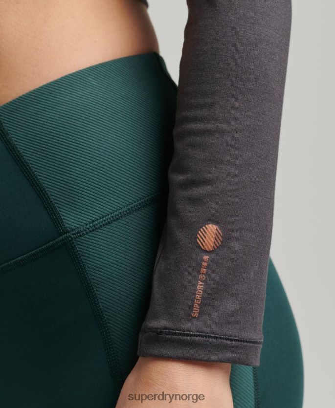Superdry mørk grå klær 86P46D6327 flex wrap langermet topp kvinner