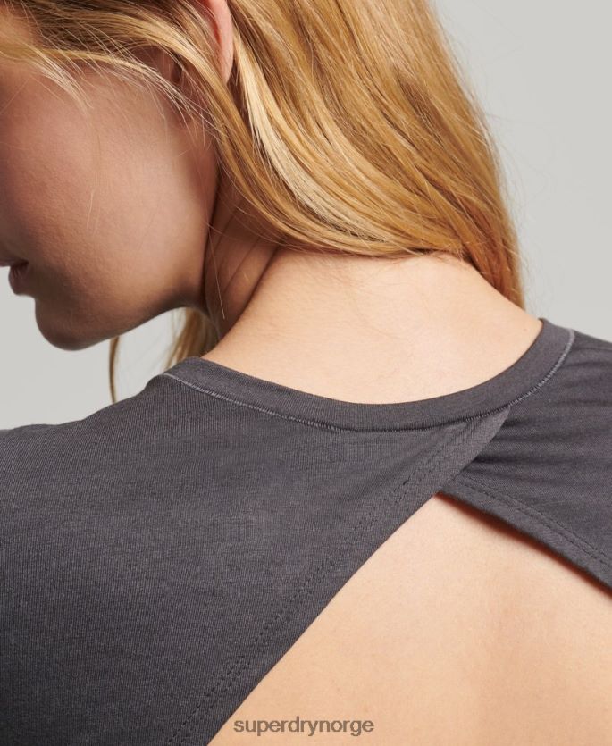 Superdry mørk grå klær 86P46D6327 flex wrap langermet topp kvinner