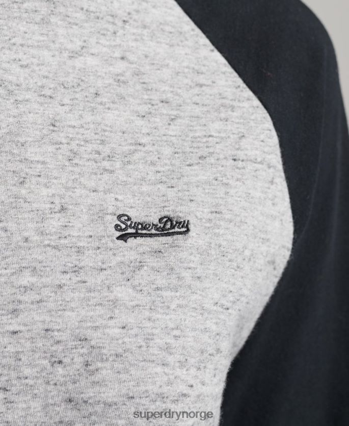 Superdry mørk grå klær 86P46D6643 vintage baseball langermet topp i økologisk bomull kvinner
