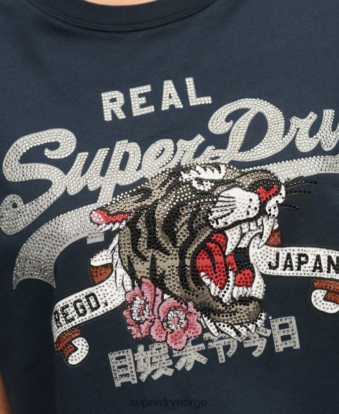 Superdry marinen klær 86P46D2084 vintage logo narrativ t-skjorte kvinner