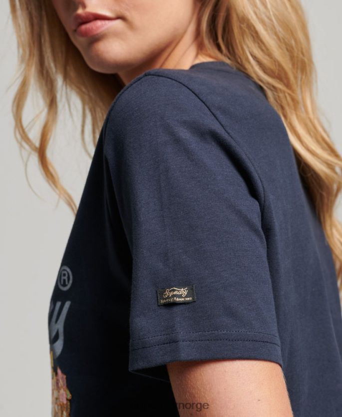 Superdry marinen klær 86P46D2714 vintage logo premium blomstert-skjorte kvinner