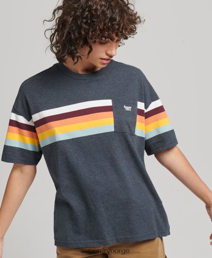 Superdry marinen klær 86P46D2807 vintage cali stripe boxy t-skjorte kvinner