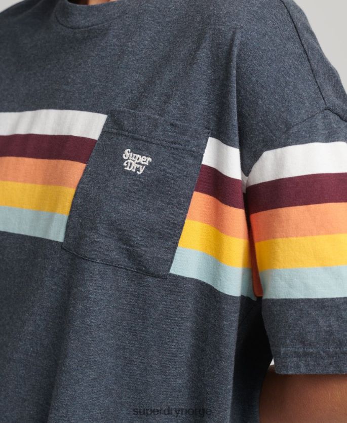Superdry marinen klær 86P46D2807 vintage cali stripe boxy t-skjorte kvinner