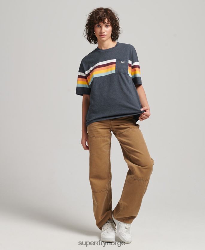 Superdry marinen klær 86P46D2807 vintage cali stripe boxy t-skjorte kvinner