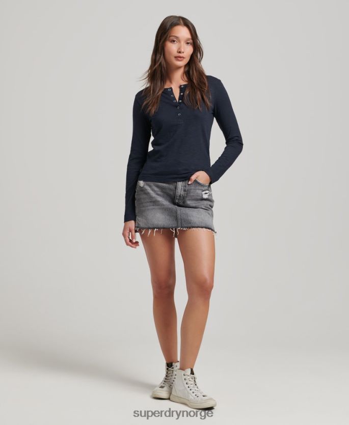 Superdry marinen klær 86P46D2869 langermet slub jersey henley topp kvinner
