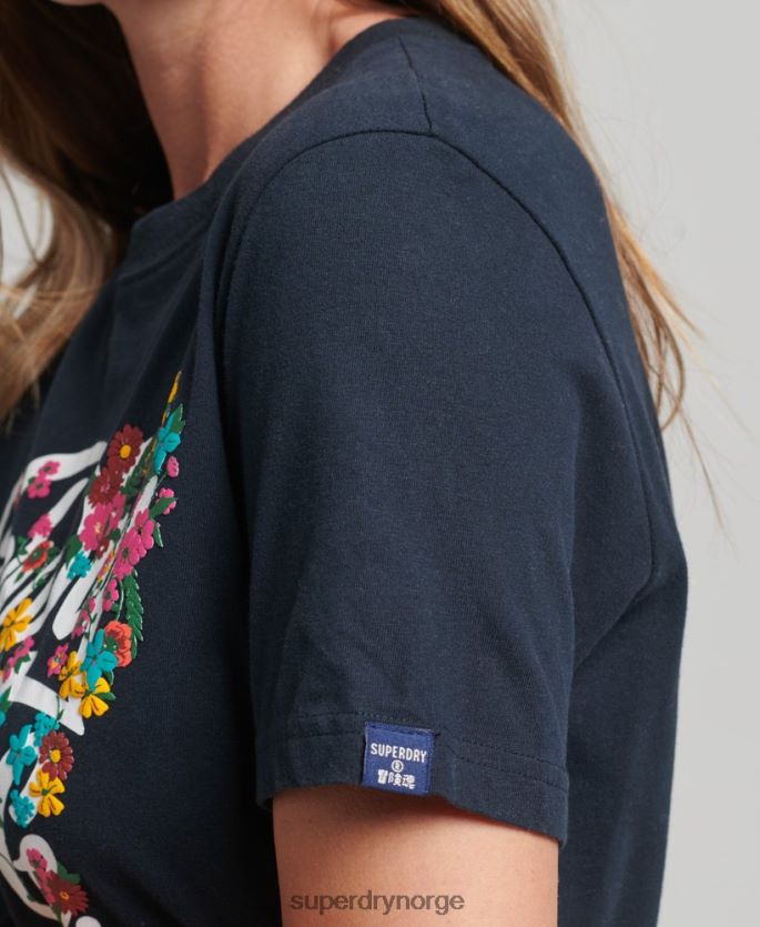 Superdry marinen klær 86P46D6187 blomstert-skjorte i manusstil kvinner