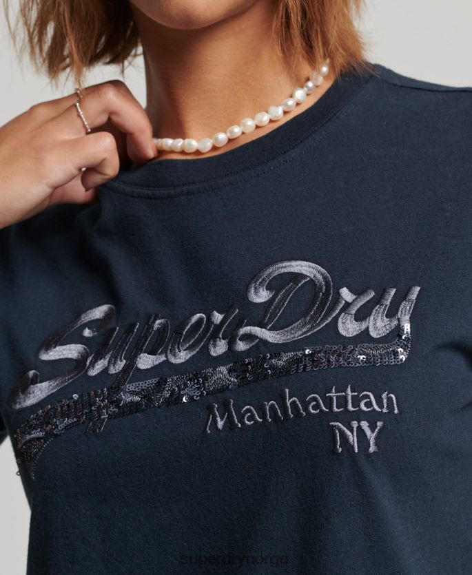 Superdry marinen klær 86P46D6203 utsmykket grafisk logo t-skjorte kvinner