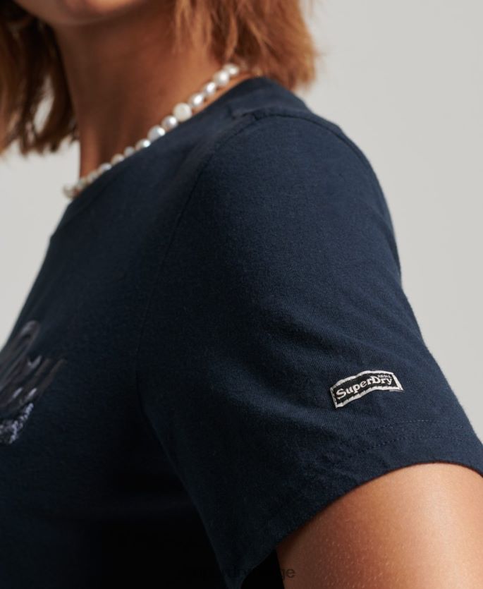Superdry marinen klær 86P46D6203 utsmykket grafisk logo t-skjorte kvinner