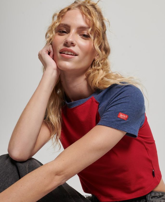 Superdry marinen klær 86P46D6238 beskåret baseball t-skjorte i økologisk bomull kvinner