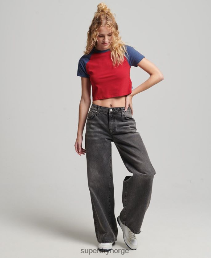 Superdry marinen klær 86P46D6238 beskåret baseball t-skjorte i økologisk bomull kvinner