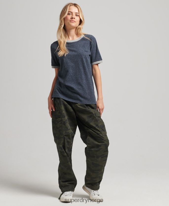 Superdry marinen klær 86P46D6239 vintage t-skjorte med ringer med logo i økologisk bomull kvinner