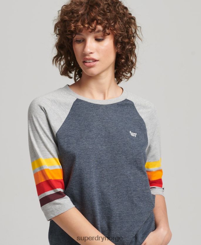 Superdry marinen klær 86P46D6260 økologisk bomull cali stripe 2.0 raglan t-skjorte kvinner