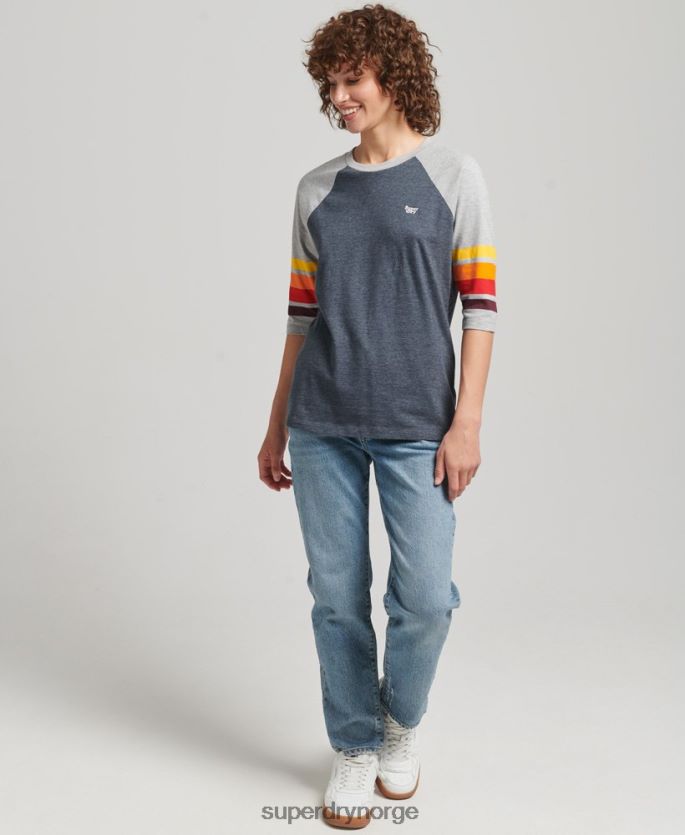 Superdry marinen klær 86P46D6260 økologisk bomull cali stripe 2.0 raglan t-skjorte kvinner