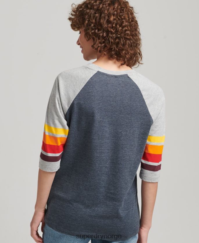 Superdry marinen klær 86P46D6260 økologisk bomull cali stripe 2.0 raglan t-skjorte kvinner