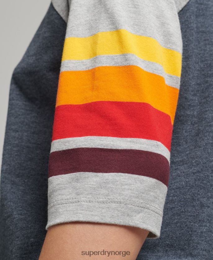 Superdry marinen klær 86P46D6260 økologisk bomull cali stripe 2.0 raglan t-skjorte kvinner