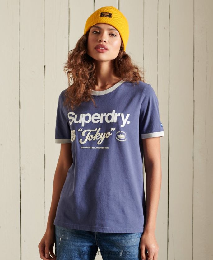 Superdry marinen klær 86P46D6298 core logo amerikansk klassiker ringer t-skjorte kvinner