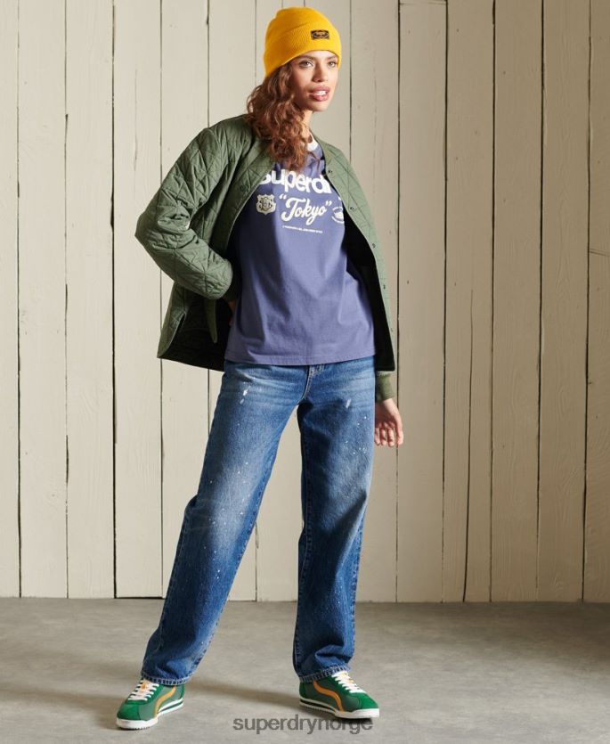 Superdry marinen klær 86P46D6298 core logo amerikansk klassiker ringer t-skjorte kvinner