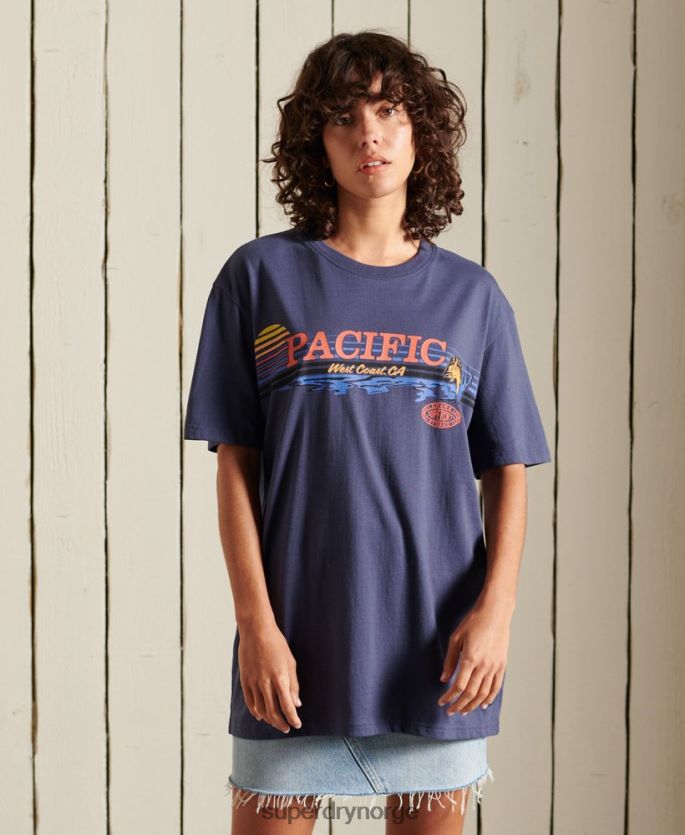 Superdry marinen klær 86P46D6761 oversized frontier grafisk t-skjorte kvinner