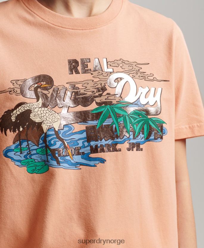 Superdry oransje klær 86P46D2679 japansk vintage logo grafisk t-skjorte kvinner