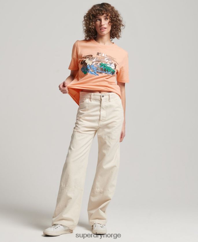 Superdry oransje klær 86P46D2679 japansk vintage logo grafisk t-skjorte kvinner