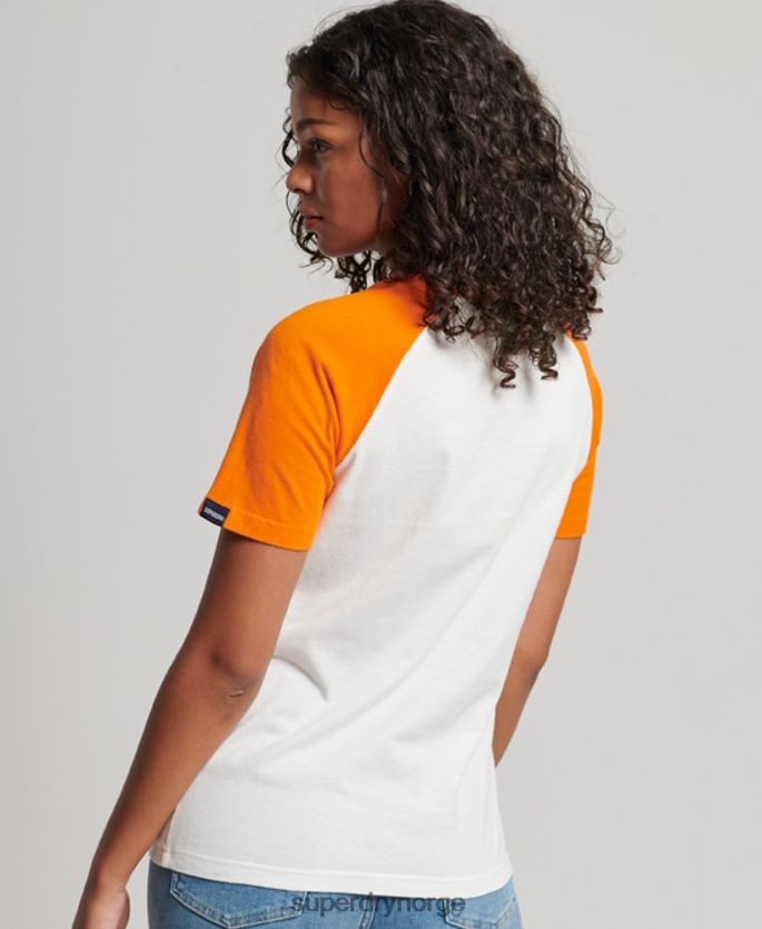 Superdry oransje klær 86P46D2783 vintage cooper klassisk raglan t-skjorte kvinner