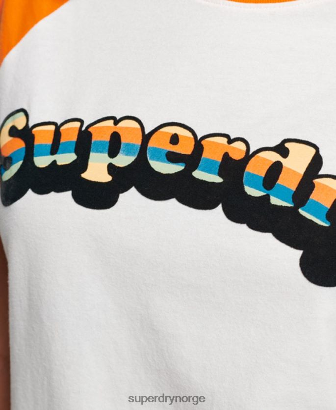 Superdry oransje klær 86P46D2783 vintage cooper klassisk raglan t-skjorte kvinner
