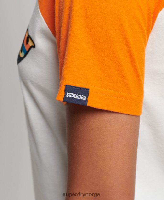 Superdry oransje klær 86P46D2783 vintage cooper klassisk raglan t-skjorte kvinner