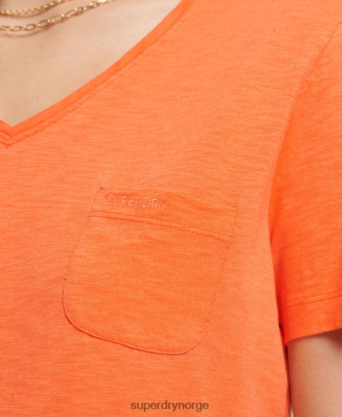 Superdry oransje klær 86P46D2826 t-skjorte med v-hals i økologisk bomull kvinner