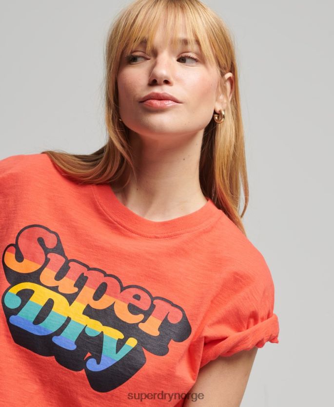 Superdry oransje klær 86P46D6189 vintage cali stripe t-skjorte kvinner