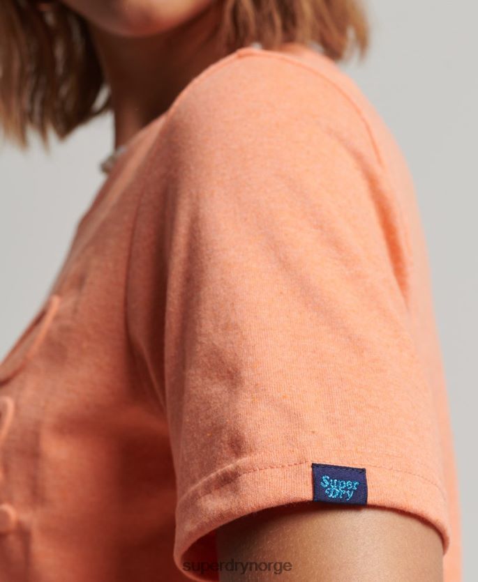 Superdry oransje klær 86P46D6257 t-skjorte med preget skriftstil kvinner