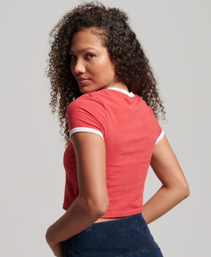 Superdry rød klær 86P46D2221 ringer-t-skjorte i økologisk bomull kvinner