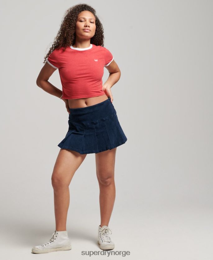 Superdry rød klær 86P46D2221 ringer-t-skjorte i økologisk bomull kvinner